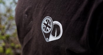 Black t-shirt with JAH heart logo