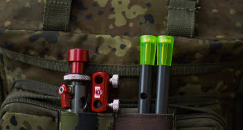 Self take stick kit components in camo sleeve